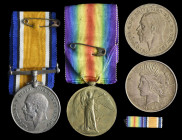 A Great War British War and Victory Medal Pair (175594 Pte. S. Biltcliffe, York Dns.), extremely fine; together with an American silver dollar, 1922 a...