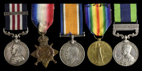 A Great War Military Medal and Bar Group of 5 awarded to Private Cecil Charles Marshall, 2nd Battalion, The Queen’s (Royal West Surrey) Regiment, awar...