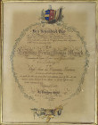 A Framed ‘Freedom of the City of Dublin’ certificate to Lieutenant-General Thomas Meyrick, 21st Foot (Royal Scots Fusiliers), comprising: A large fram...