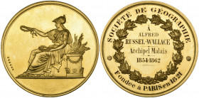 France, Sociéte de Géographie, Gold Medal for Research Expeditions (Voyages d’Étude, Missions et Travaux de Reconnaissance), by Brenet, in gold, obv.,...