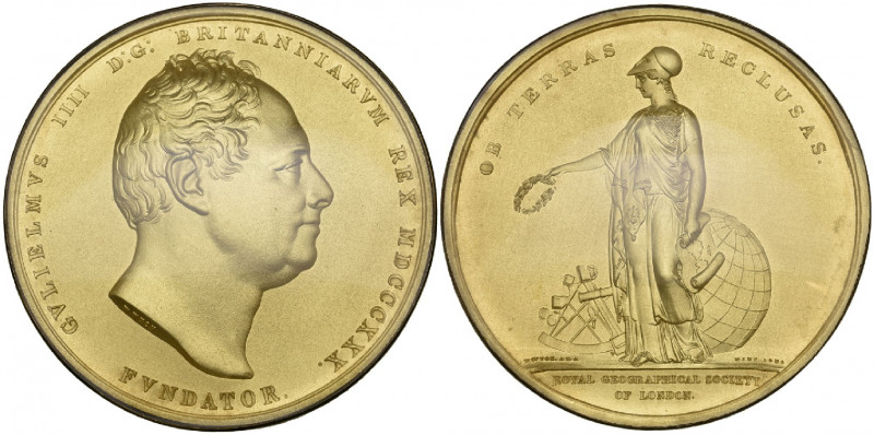 Royal Geographical Society, Founder’s Medal, 1892, in gold, by William Wyon, bar...