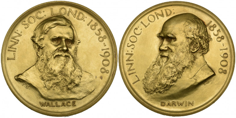 The Linnean Society of London, Darwin-Wallace Medal, in gold, by Frank Bowcher, ...