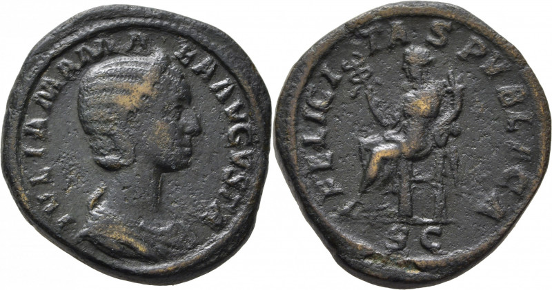 ROMA IMPERIO. Julia Mamea. Sestercio. Anterior al 235. FELICITAS PVBLICA. Felici...