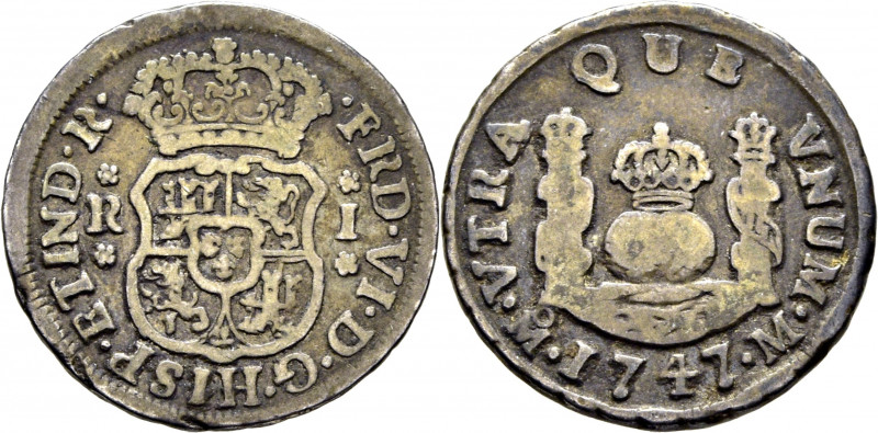 FERNANDO VI. Méjico. Real. 1747. M. Cy10260. Fallos en grafila de anverso. MBC-....