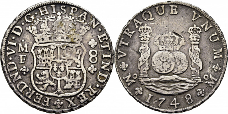 FERNANDO VI. Méjico. 8 reales. 1748. MF. Cy10551. 26´85 g. Fuerte incisión en la...