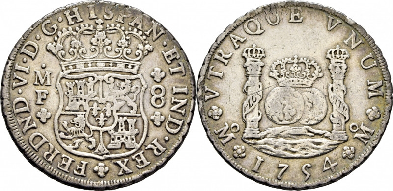 FERNANDO VI. Méjico. 8 reales. 1754. MF. Cy10589. 26´68 g. Marquitas. Rayita en ...