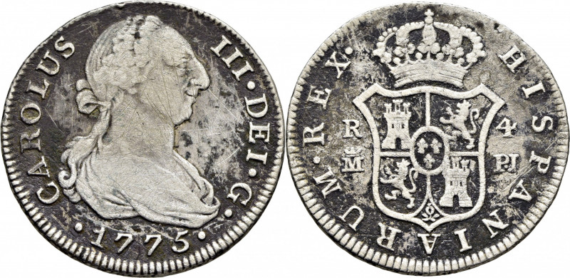 CARLOS III. Madrid. 4 reales. 1775. PJ. Cy11760. Ligera oxidación limpiada tosca...