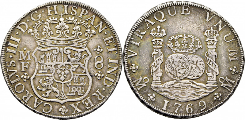 CARLOS III. Méjico. 8 reales. 1769. MF. Cy11968. 26´95 g. Marquitas en ambas áre...