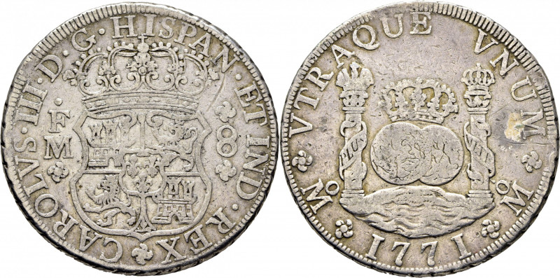 CARLOS III. Méjico. 8 reales. 1771. FM. Cy11990. 26´61 g. Alguna raya. Abundante...