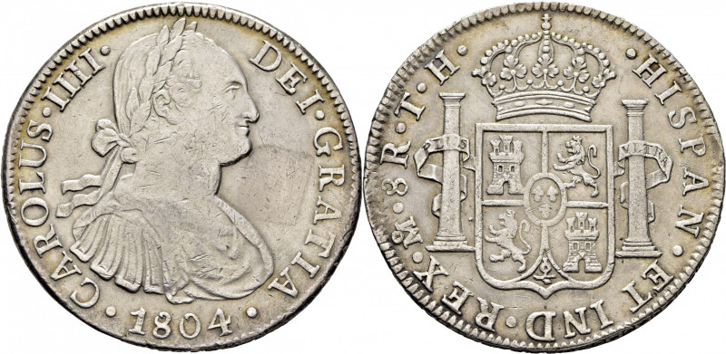 CARLOS IV. Méjico. 8 reales. 1804. TH. Cy13952. Marquitas, abundantes en el bust...