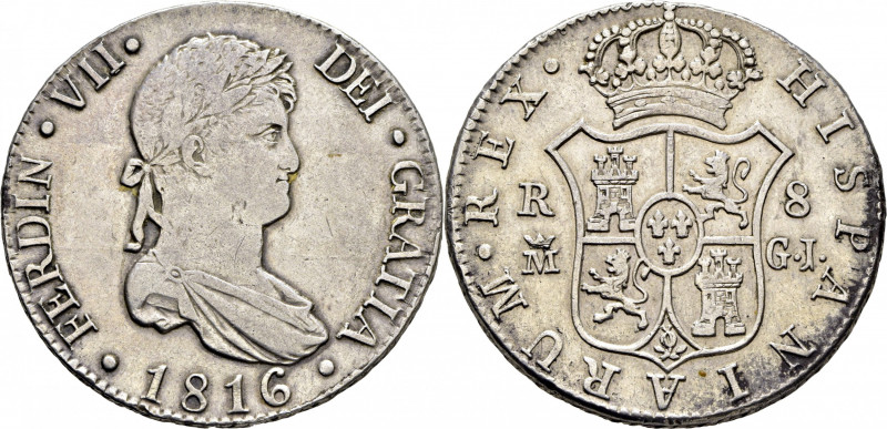 FERNANDO VII. Madrid. 8 reales. 1816. GJ. Cy15967. Algo frotado. Rayitas y marqu...