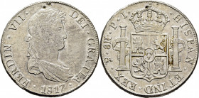 FERNANDO VII. Potosí. 8 reales. 1817. PJ. Suave tono