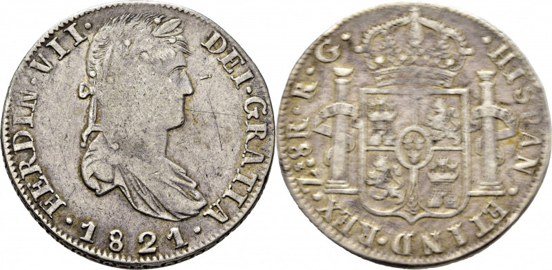 FERNANDO VII. Zacatecas. 8 reales. 1821. RG. Cy16053. Dos finas rayas frente al ...