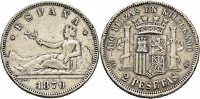 GOBIERNO PROVISIONAL. Madrid. 2 pesetas. Madrid. 1870*18-73. DEM