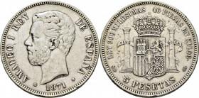 AMADEO I. Madrid. 5 pesetas. 1871*18-71. SDM