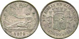 I REPÚBLICA. Madrid. 1 peseta. 1870*18-73. DEM. Tono atractivo