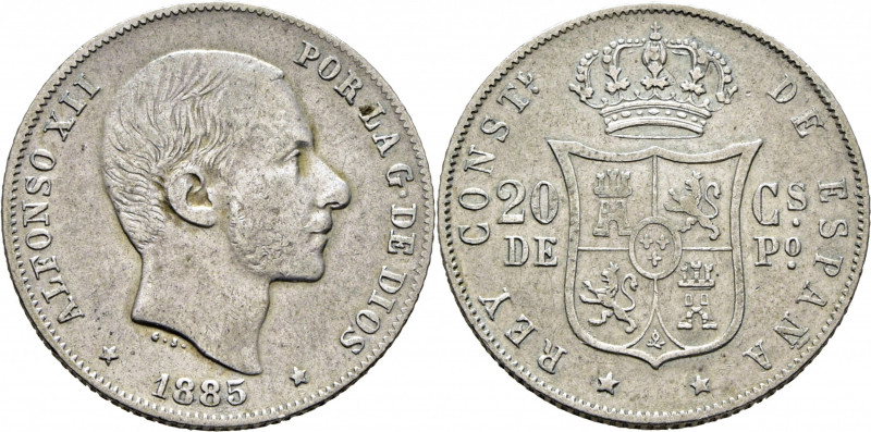 ALFONSO XII. Manila. 20 centavos. 1885. Cy17557. MBC