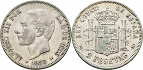 ALFONSO XII. Madrid. 2 pesetas. 1879*18-79. EMM