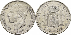ALFONSO XII. Madrid. 5 pesetas. 1884*18-84. MSM