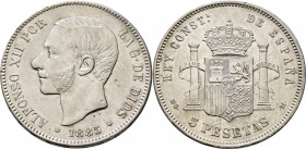ALFONSO XII. Madrid. 5 pesetas. 1885*18-87. MSM. EBC-