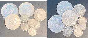 ALFONSO XII y XIII. 5 pesetas 1890; 2 ptas 1882; 50 céntimos 1880…Lote de 10