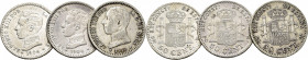 ALFONSO XIII. Madrid. 50 céntimos. 1904*04, *10 y 1910*10. SMV. PCV... Lote de 3