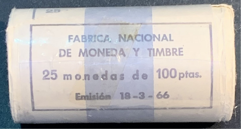 ESTADO ESPAÑOL. Madrid. 100 pesetas. 1966*19-66. Rollo de la FNMT. Cy17890. SC, ...