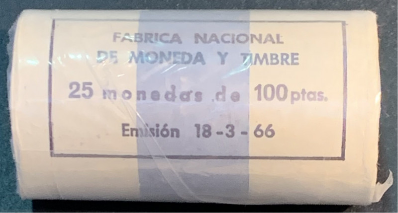 ESTADO ESPAÑOL. Madrid. 100 pesetas. 1966*19-66. Rollo de la FNMT. Cy17890. SC, ...