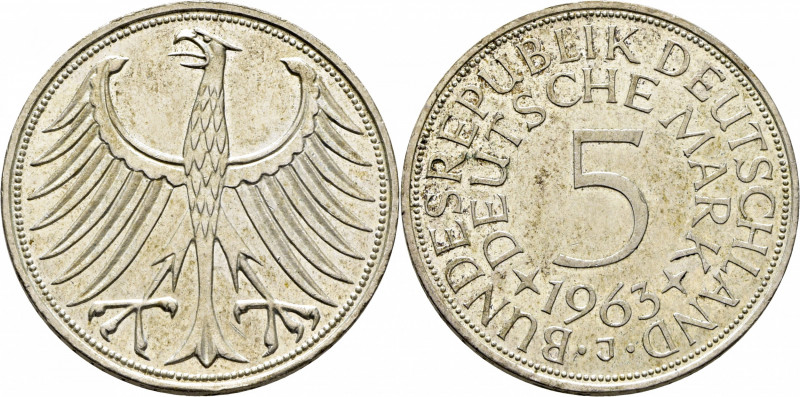 ALEMANIA. República Federal. Águila y valor. 5 marcos. 1963. J. K112-1 (15$). Ra...