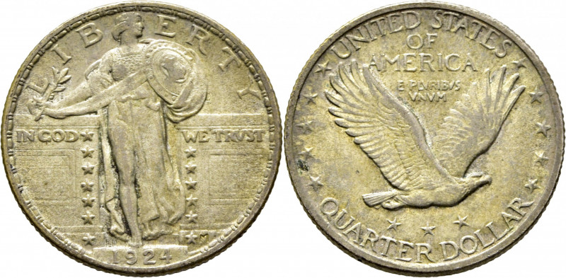 EE.UU./USA. Libertad estante. Filadelfia. 25 centavos. 1924. K145 (46$). Sucia. ...