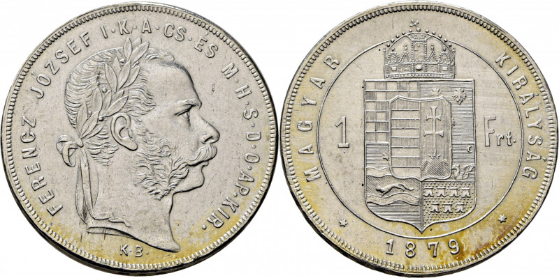 HUNGRÍA. Francisco José. Forint. 1879-KB. K453.1 (20$). Levísimamente limpiada. ...