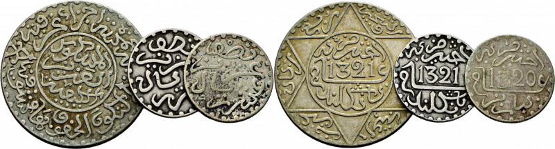 MARRUECOS. Abd al Aziz. 1/4 y 1/10 de rial. Birmingham. 1321. 1/10 rial. París. ...