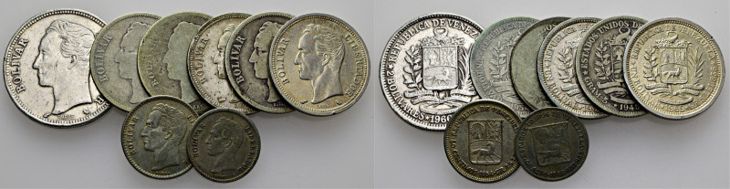 VENEZUELA. Bolívar y escudo. 2 bolívares. 1960. 1 bolívar. 1921, 45, 54, 60 y 65...