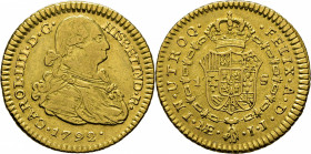 Lima. 1 escudo. 1792. IJ. Atractivo. Muy rara