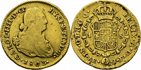 Lima. 1 escudo. 1803 ¿sobre 1?. JP. Rara