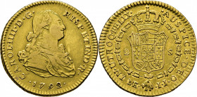 Lima. 2 escudos. 1792. IJ. Atractivo y notable ejemplar. Rarísima