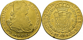 Lima. 8 escudos. 1796. IJ. MBC+/EBC