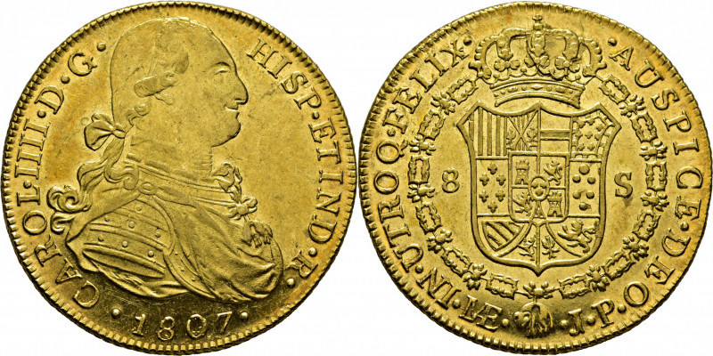 CARLOS IV. Lima. 8 escudos. 1807. JP. Cy14609. Algunas mínimas marquitas y leves...