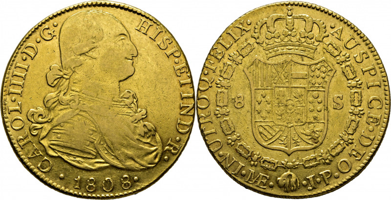 CARLOS IV. Lima. 8 escudos. 1808. JP. Cy14617. Rayitas y usuras. Diminutas cocas...