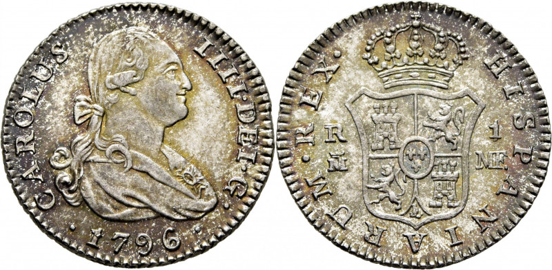 CARLOS IV. Madrid. 1 real. 1796. MF. Cy13408. Prácticamente SC, casi todo su bri...