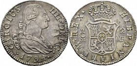 Madrid. 2 reales. 1794. MF. EBC+/SC-. Atractivo. Soberbio reverso
