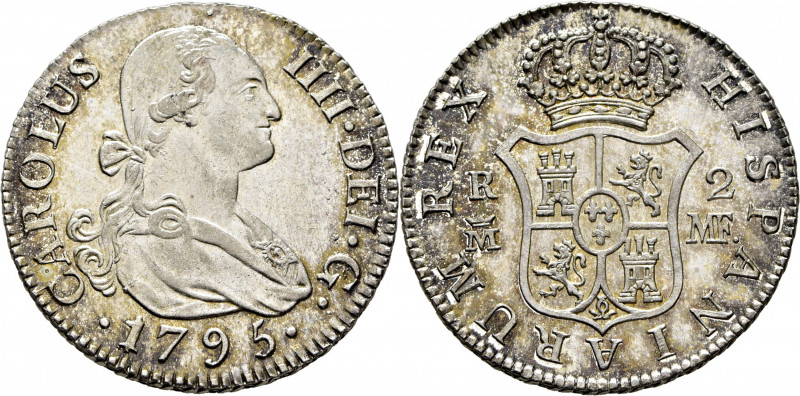 CARLOS IV. Madrid. 2 reales. 1795. MF. Cy13570. Ínfima marquita entre la C y la ...