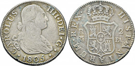 Madrid. 2 reales. 1805. FA. Muy rara