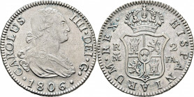 Madrid. 2 reales. 1806. FA. EBC. Buen retrato