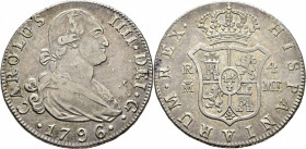 Madrid. 4 reales. 1796. MF. Atractivo y buen ejemplar