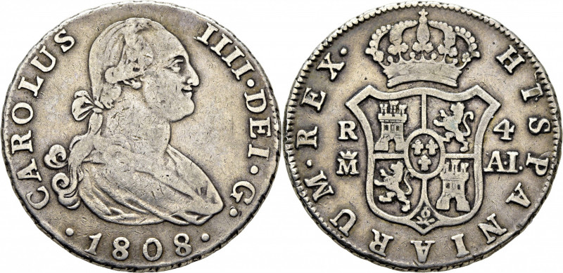 CARLOS IV. Madrid. 4 reales. 1808. AI. Cy13816. Marquitas y rayitas. Algún golpe...