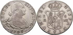 Madrid. 8 reales. 1797. MF. Atractivo. Muy escasa