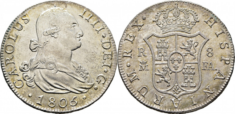 CARLOS IV. Madrid. 8 reales. 1805. FA. Cy13959. Abundantes rayitas en ambas área...