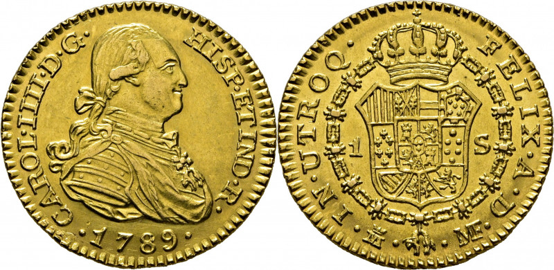 CARLOS IV. Madrid. 1 escudo. 1789. MF. Cy14000. Leves suaves y finísimas rayitas...