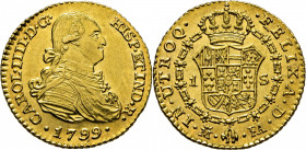 Madrid. 1 escudo. 1799. FA. SC-. Soberbio. Rara